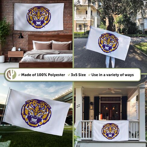 Desert Cactus LSU 100% Polyester Indoor Outdoor 3x5 feet Banner Tigers Geaux Louisiana State University (Flag I) in Saudi Arabia