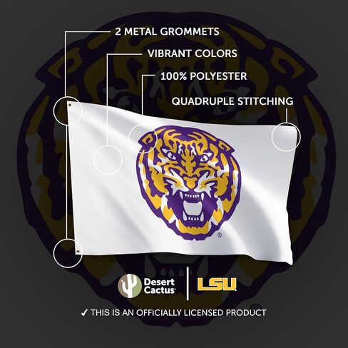 Desert Cactus LSU 100% Polyester Indoor Outdoor 3x5 feet Banner Tigers Geaux Louisiana State University (Flag I) in Saudi Arabia