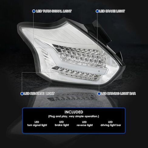 مواصفات توليف الأشرار السوداء LED LED LIDES متوافقة مع 2015-2018 FORD FOCUS SE/ST/Titanium Hatchback ، 2016-2018 FORD FOCUS in Saudi Arabia