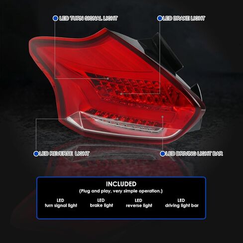 مواصفات توليف الأشرار السوداء LED LED LIDES متوافقة مع 2015-2018 FORD FOCUS SE/ST/Titanium Hatchback ، 2016-2018 FORD FOCUS in Kuwait