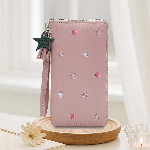 Women Wallet, PU Long Wallets for Women, Large Capacity Wallet for Woman with Zipper, Slim Women Wallet for Dating, Shopping(Black) in Saudi Arabia