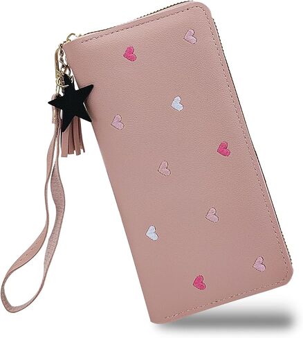 Women Wallet, PU Long Wallets for Women, Large Capacity Wallet for Woman with Zipper, Slim Women Wallet for Dating, Shopping(Black) in Saudi Arabia