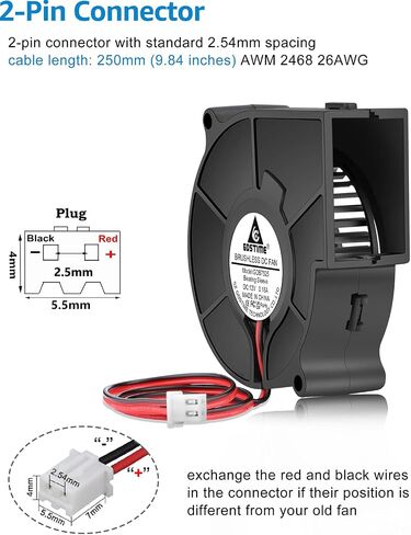 GDSTIME 6028 Blower 12V DC مروحة تبريد بدون فرش 2 ، 60 مم × 28 مم كمبيوتر مركزية مركزية مراوح توربو قفص السنجاب من أجل المرطب 2-pack in Saudi Arabia
