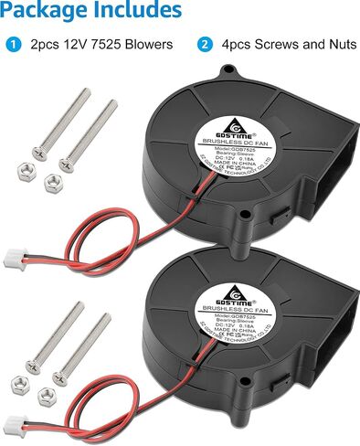 GDSTIME 6028 Blower 12V DC مروحة تبريد بدون فرش 2 ، 60 مم × 28 مم كمبيوتر مركزية مركزية مراوح توربو قفص السنجاب من أجل المرطب 2-pack in Saudi Arabia