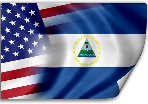 Sticker (Decal) with Flag of Nicaragua and USA (Nicaraguan) in Saudi Arabia