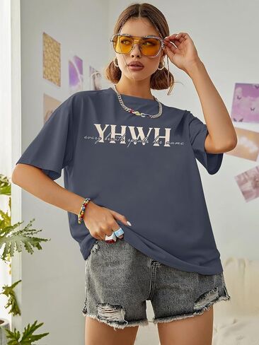 DUTUT Christian Shirts for Women Oversized Jesus Shirt Religious Faith Graphic Tops Short Sleeve Casual Crewneck Tee in Kuwait