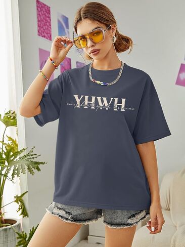 DUTUT Christian Shirts for Women Oversized Jesus Shirt Religious Faith Graphic Tops Short Sleeve Casual Crewneck Tee in Kuwait