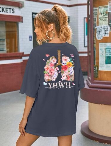 DUTUT Christian Shirts for Women Oversized Jesus Shirt Religious Faith Graphic Tops Short Sleeve Casual Crewneck Tee in Kuwait