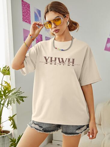 DUTUT Christian Shirts for Women Oversized Jesus Shirt Religious Faith Graphic Tops Short Sleeve Casual Crewneck Tee in Kuwait