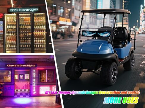10L0L Golf Cart Devil Eyes Light Sign, Programmable Flexible Screen for Windshield, DIY Dynamic Programmable with App Control,Window Screens for Festivals, Daily in Saudi Arabia
