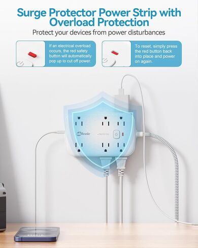 5 USB (3 USB C) قطاع كهربائي صغير مسطح سد مسطح قصير 3 أقدام ، 5 محطة شحن USB 24W/4.8A و 4 منافذ ، واقي غير متصمم مع 3 منفذ جانبي لمكتب سفن سفر. in Kuwait