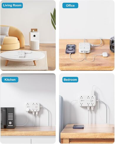 5 USB (3 USB C) قطاع كهربائي صغير مسطح سد مسطح قصير 3 أقدام ، 5 محطة شحن USB 24W/4.8A و 4 منافذ ، واقي غير متصمم مع 3 منفذ جانبي لمكتب سفن سفر. in Kuwait