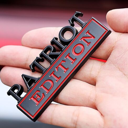 2Pack Patriot Edition Edition Car مع 4 مواد لاصقة ، شارة ثلاثية الأبعاد للشاحنات ، استبدال الملصقات المعدنية متوافقة مع مركبة عالمية ، هدايا مخضرمة للرجال (Silver & Black) in Kuwait
