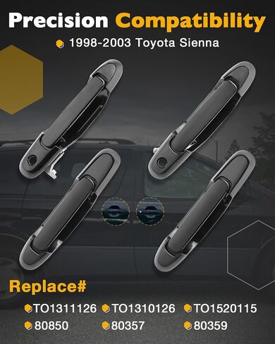 Door Handle Set (7PCS), Compatible with 1998-2003 Toyota Sienna, Brown Interior & Exterior & Tail Gate Liftgate Door Handle, Front & Rear & Left & Right, Replace# 79600,TO1311126,TO1310126,80533,80504 in Saudi Arabia