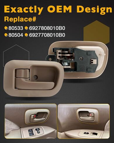 Door Handle Set (7PCS), Compatible with 1998-2003 Toyota Sienna, Brown Interior & Exterior & Tail Gate Liftgate Door Handle, Front & Rear & Left & Right, Replace# 79600,TO1311126,TO1310126,80533,80504 in Saudi Arabia