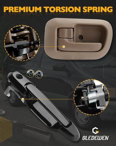 Door Handle Set (7PCS), Compatible with 1998-2003 Toyota Sienna, Brown Interior & Exterior & Tail Gate Liftgate Door Handle, Front & Rear & Left & Right, Replace# 79600,TO1311126,TO1310126,80533,80504 in Saudi Arabia