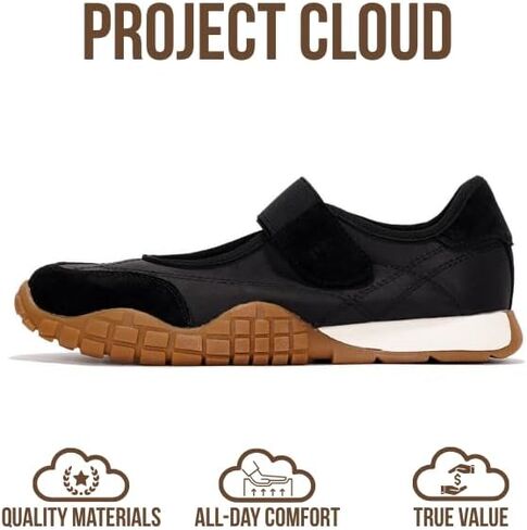 أحذية Project Cloud النسائية - أحذية Mary Jane خفيفة الوزن للنساء مع نعل داخلي من الإسفنج الذكي - أحذية مسطحة غير قابلة للانزلاق للنساء - أحذية رياضية نسائية عصرية 2025 (Donna، Khak، 10) أسود in Kuwait