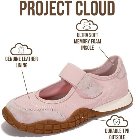 أحذية Project Cloud النسائية - أحذية Mary Jane خفيفة الوزن للنساء مع نعل داخلي من الإسفنج الذكي - أحذية مسطحة غير قابلة للانزلاق للنساء - أحذية رياضية نسائية عصرية 2025 (Donna، Khak، 10) أسود in Kuwait