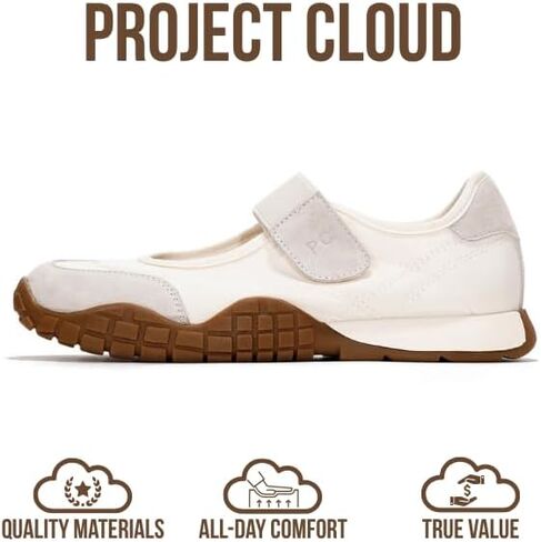 أحذية Project Cloud النسائية - أحذية Mary Jane خفيفة الوزن للنساء مع نعل داخلي من الإسفنج الذكي - أحذية مسطحة غير قابلة للانزلاق للنساء - أحذية رياضية نسائية عصرية 2025 (Donna، Khak، 10) أسود in Kuwait