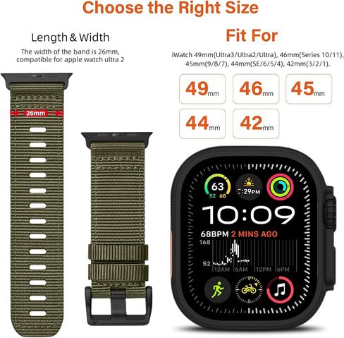 Nylon Watch Band for Apple Watch Ultra 3/2/1 Band with Reinforced Connector | For Apple Watch 49mm 46mm 45mm 44mm 42mm(Series 1 2 3), Adjustable Breathable iWatch Straps 11/10/9/8/7/6/SE/5/4/3/2/1 in Saudi Arabia