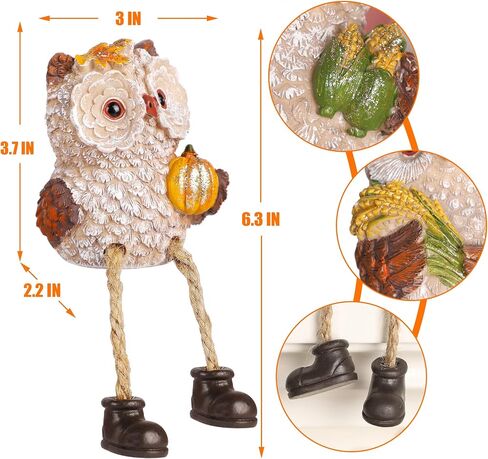 Lulu Home Fall Decorations for Home, 2 Packs Harvest Hedgehog Resin Sculpture with Maple Leaves & Fruits, Autumn Tabletop Ornaments Craft Decor for Thanksgiving and Fall Season in Saudi Arabia