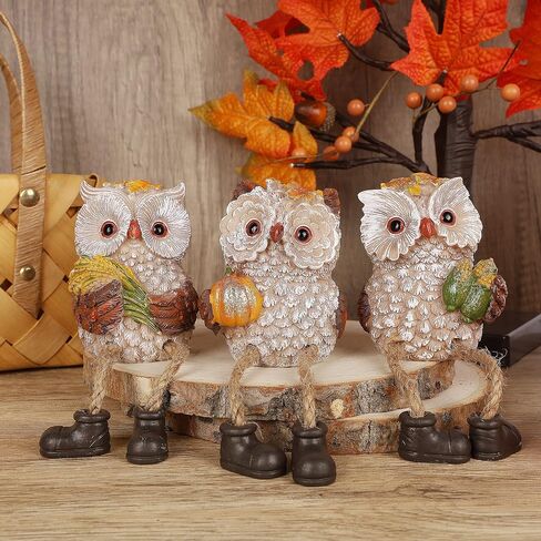 Lulu Home Fall Decorations for Home, 2 Packs Harvest Hedgehog Resin Sculpture with Maple Leaves & Fruits, Autumn Tabletop Ornaments Craft Decor for Thanksgiving and Fall Season in Saudi Arabia