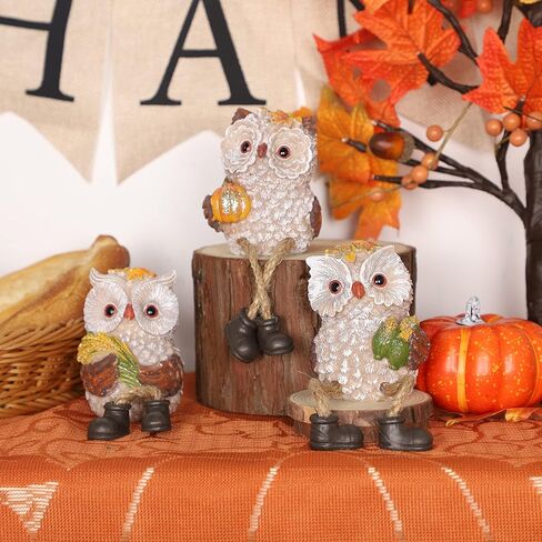 Lulu Home Fall Decorations for Home, 2 Packs Harvest Hedgehog Resin Sculpture with Maple Leaves & Fruits, Autumn Tabletop Ornaments Craft Decor for Thanksgiving and Fall Season in Saudi Arabia