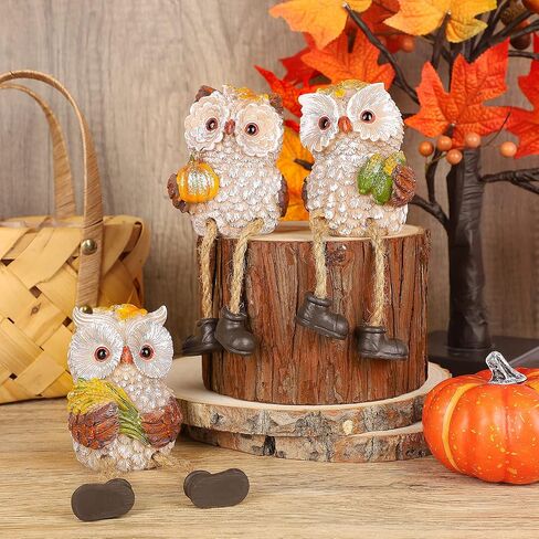Lulu Home Fall Decorations for Home, 2 Packs Harvest Hedgehog Resin Sculpture with Maple Leaves & Fruits, Autumn Tabletop Ornaments Craft Decor for Thanksgiving and Fall Season in Saudi Arabia