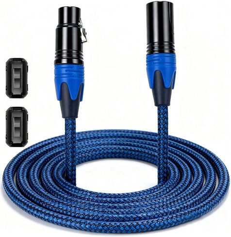 كابل ميكروفون محترف 10ft XLR من نايلون مضفر مع 2 حبات الفريت ، سلك ميكروفون ذو استوديو محمي ثنائي-نحاس خالٍ من الأكسجين للبودكاست/البودكاست/المسرح ، الأزرق ، الحزمة 1 in Saudi Arabia