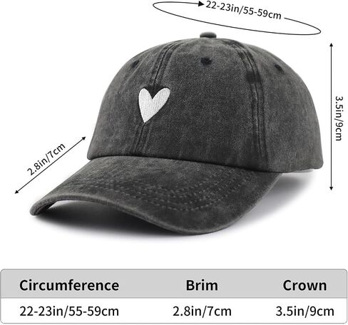 Cute Heart Hats for Women, Adjustable Cotton Embroidered Baseball Cap in Saudi Arabia