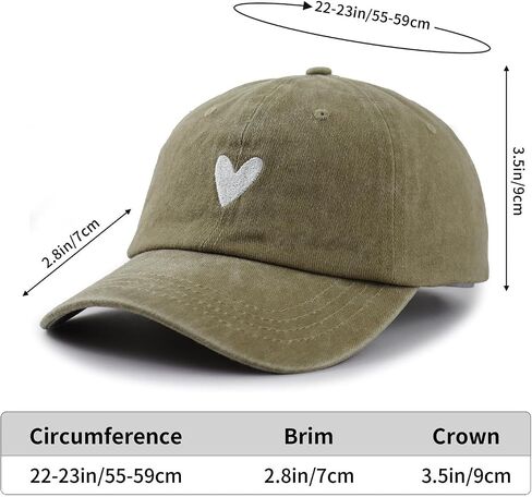 Cute Heart Hats for Women, Adjustable Cotton Embroidered Baseball Cap in Saudi Arabia