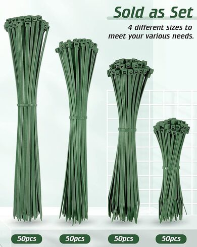 10 Inch PA66 Green Zip Ties, 100 Pcs Wide Heavy Duty Plastic Wire Ties with 42 Lbs, Premium Self-locking Nylon Cable Ties Decoration Tie Wraps for Outdoor Indoor Gardening Fence Farming Grid Wall in Saudi Arabia