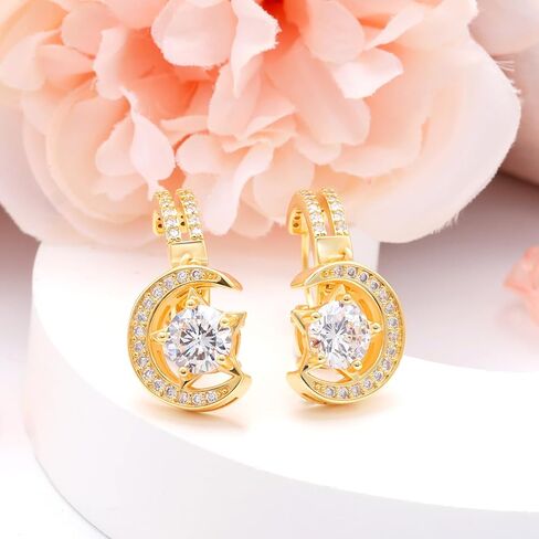 أقراط الفضة الاسترليني للنساء تتدلى سحر الأزياء hypoallergenic مجوهرات المجوهرات النجمة القمر هدية in Kuwait