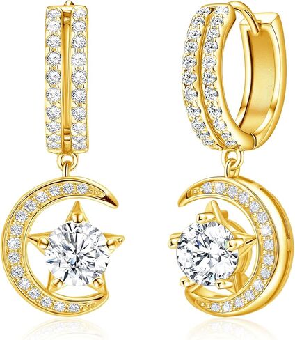 أقراط الفضة الاسترليني للنساء تتدلى سحر الأزياء hypoallergenic مجوهرات المجوهرات النجمة القمر هدية in Kuwait