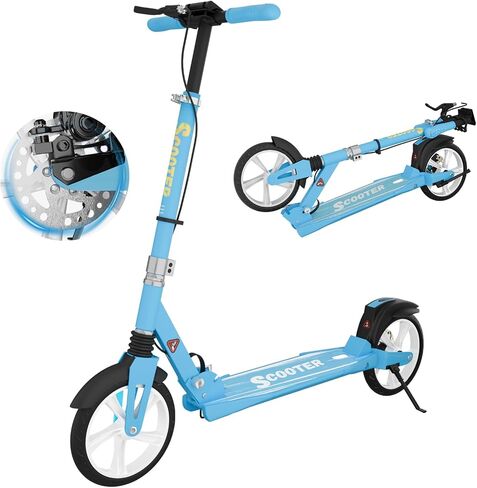 MEE GOO Scooter with Disc Brake & Dual Shock Absorbers,200mm PU Wheels ABEC-7 Bearings,Foldable Scooter for Teen&Adult,Non-Slip Deck,Kick Scooter in Saudi Arabia