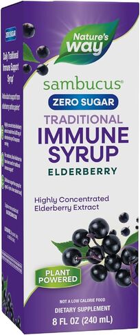 Nature’s Way Sambucus Zero Sugar Syrup التقليدية المناعية ، مستخلص البري الأسود للغاية ، الدعم المناعي التقليدي*، خالي من السكر ، بنكهة التوت ، 8 أوقية (التغليف قد تختلف) in Kuwait