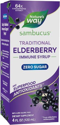 Nature’s Way Sambucus Zero Sugar Syrup التقليدية المناعية ، مستخلص البري الأسود للغاية ، الدعم المناعي التقليدي*، خالي من السكر ، بنكهة التوت ، 8 أوقية (التغليف قد تختلف) in Kuwait