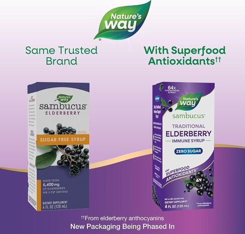 Nature’s Way Sambucus Zero Sugar Syrup التقليدية المناعية ، مستخلص البري الأسود للغاية ، الدعم المناعي التقليدي*، خالي من السكر ، بنكهة التوت ، 8 أوقية (التغليف قد تختلف) in Kuwait