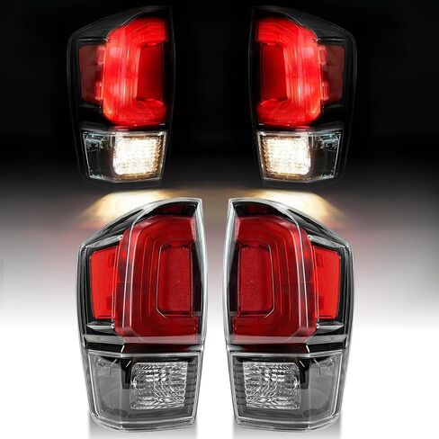 زوج من مصابيح خلفية سوداء من Mayello مع مصابيح مناسبة لشاحنات Toyota Tacoma 2016-2023، استبدال التوصيل والتشغيل in Kuwait