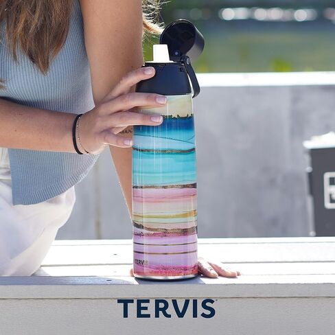 زجاجة مياه Tervis Venture في الصباح الباكر للجبال مصنوعة في الولايات المتحدة الأمريكية، كوب سفر معزول بجدار مزدوج يحافظ على المشروبات باردة وساخنة، 26oz، من الفولاذ المقاوم للصدأ in Kuwait
