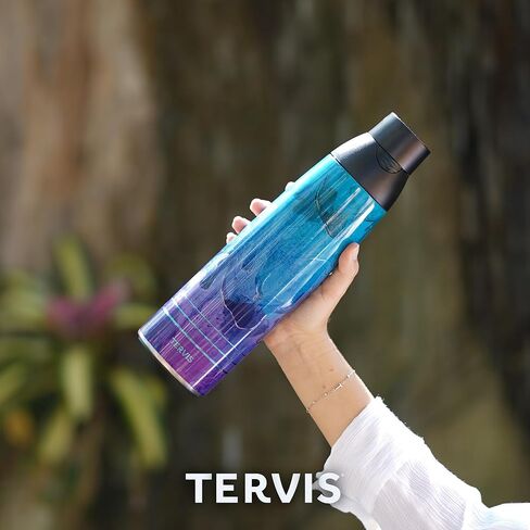 زجاجة مياه Tervis Venture في الصباح الباكر للجبال مصنوعة في الولايات المتحدة الأمريكية، كوب سفر معزول بجدار مزدوج يحافظ على المشروبات باردة وساخنة، 26oz، من الفولاذ المقاوم للصدأ in Kuwait