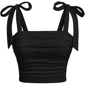 Soly Hux Girl's Boy Tie Olcyless Crive Top Ruched Ruched Square Devel Summer Out Out Cami Tank Tankts in Kuwait