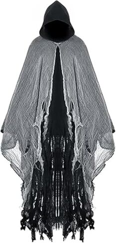 Halloween Scary Grim Reaper Costume Hooded Cape Medieval Renaissance Robe Adult Masquerade Party Cosplay Props in Saudi Arabia