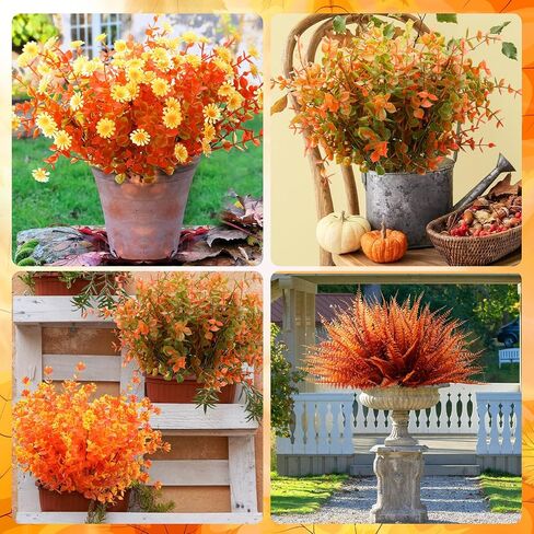 Ceenna 16 Pcs Artificial Fall Flowers Maple Leaves Floral Picks and Sprays with Pumpkins Sunflower Pine Cones Berries Stem for Harvest Wreath Thanksgiving Table Centerpiece Autumn Decoration in Kuwait