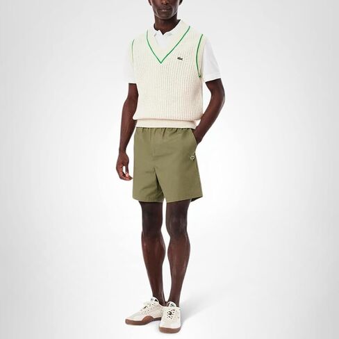 Lacoste للرجال المريح لائحة القطن بوبلين مرنة ، الكاكي ، كبيرة in Saudi Arabia
