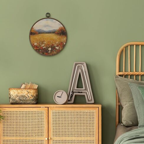Xnxldylh Rustic Fall Pump Patch Round Round Wall Art Decor ، مزرعة مزرعة زخارف ديكور جدار معلقة ، خريف خريف المناظر الطبيعية المطبوعة صور فنية الجدار لغرفة المعيشة ، 10x10 بوصة in Kuwait