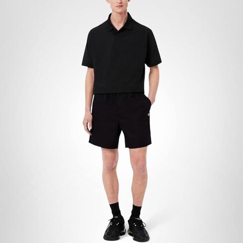 Lacoste Men's Relaxed Fit Cotton Poplin Elasticated Shorts, Black, Large in Kuwait
