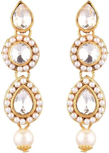 efulgenz crystal الهندي المجوهرات قلادة كوندان كريستال فو فو قلادة القلادة Maang Tikka سلسلة Bollywood الزفاف مجموعة الزفاف للنساء in Saudi Arabia