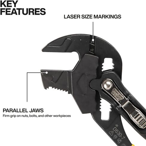 Klein Tools D53002KIT Plier Wrench Set, 2-Piece High-Leverage Pliers with Adjustable, Reversible Jaw, Smooth and Knurled Teeth, 7-Inch and 10-Inch in Kuwait
