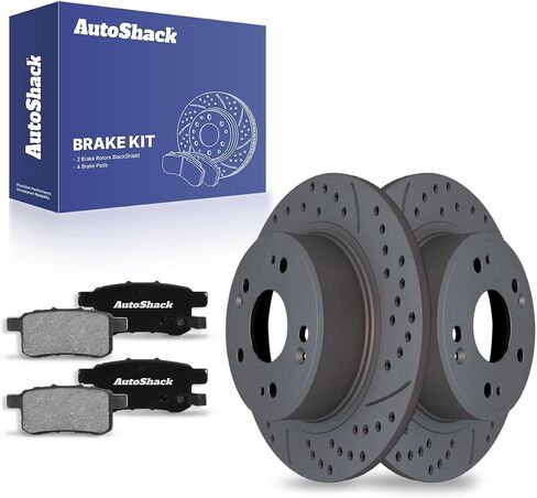 استبدال مجموعة الفرامل الخلفية Autoshack للفترة 2008-2017 هوندا أكورد 2009-2014 Acura TSX 2.4L 3.5L FWD حفر ومغطى بالزنك دوارات الفرامل المغلفة بالزنك المغلفة بوسائل الفرامل السيراميك 11.1 "(282 مم) BRKPKG002847 in Saudi Arabia